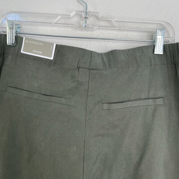 NEW Chicos Womens Medium Soft Tencel Skimmer Pants Fashion Evergreen Pleated - Picture 9 of 9